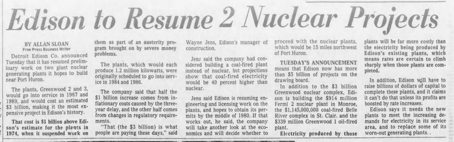 Greenwood Nuclear Power Plant (Cancelled) - Feb 1978 Plants Resumed